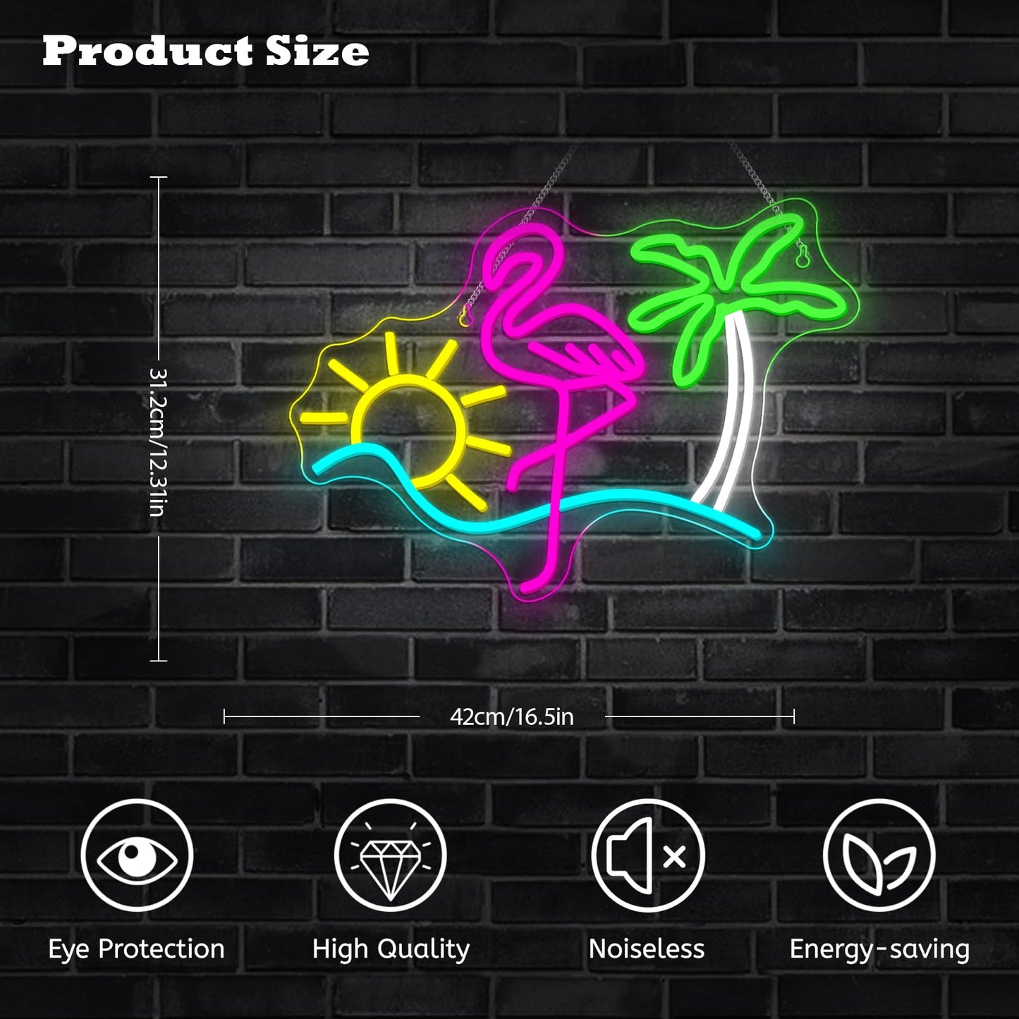 Flamingo Sun Palm Tree Neon Signs for Wall Decor Funny Dimmable LED Neon Light Sign USB Powered for Home Bar Cart Summer Beach Restaurant Man Cave Decor Beer Cafe Bistro Club Party