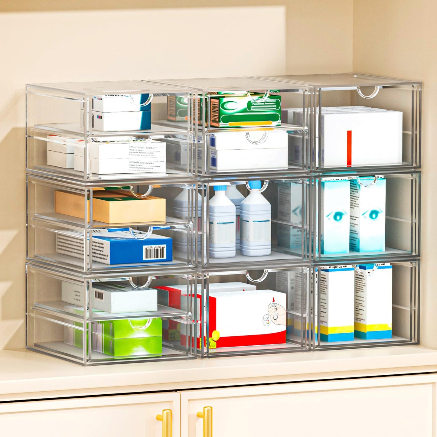 caktraie Desk Organizers And Accessories With 22 Drawers, 4 Pack Office Desktop Drawers, Plastic Makeup Organizer Containers Bins With Drawers Desk Organization, Bathroom Organizers Storage Case Box