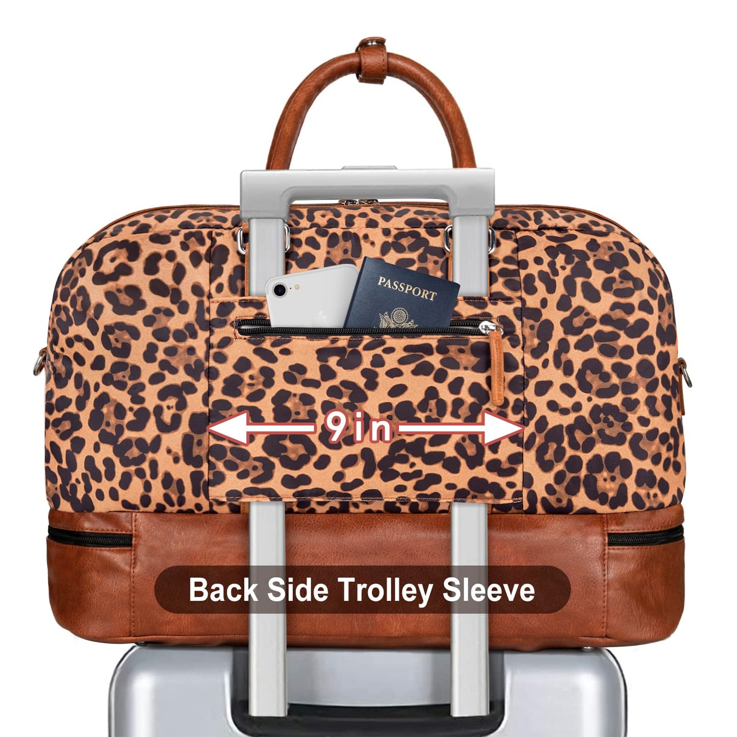 Weekender Bags for Women, Large Overnight Bag Canvas Travel Duffel Bag Carry On Tote with Shoe Compartment 21" 3Pcs Set