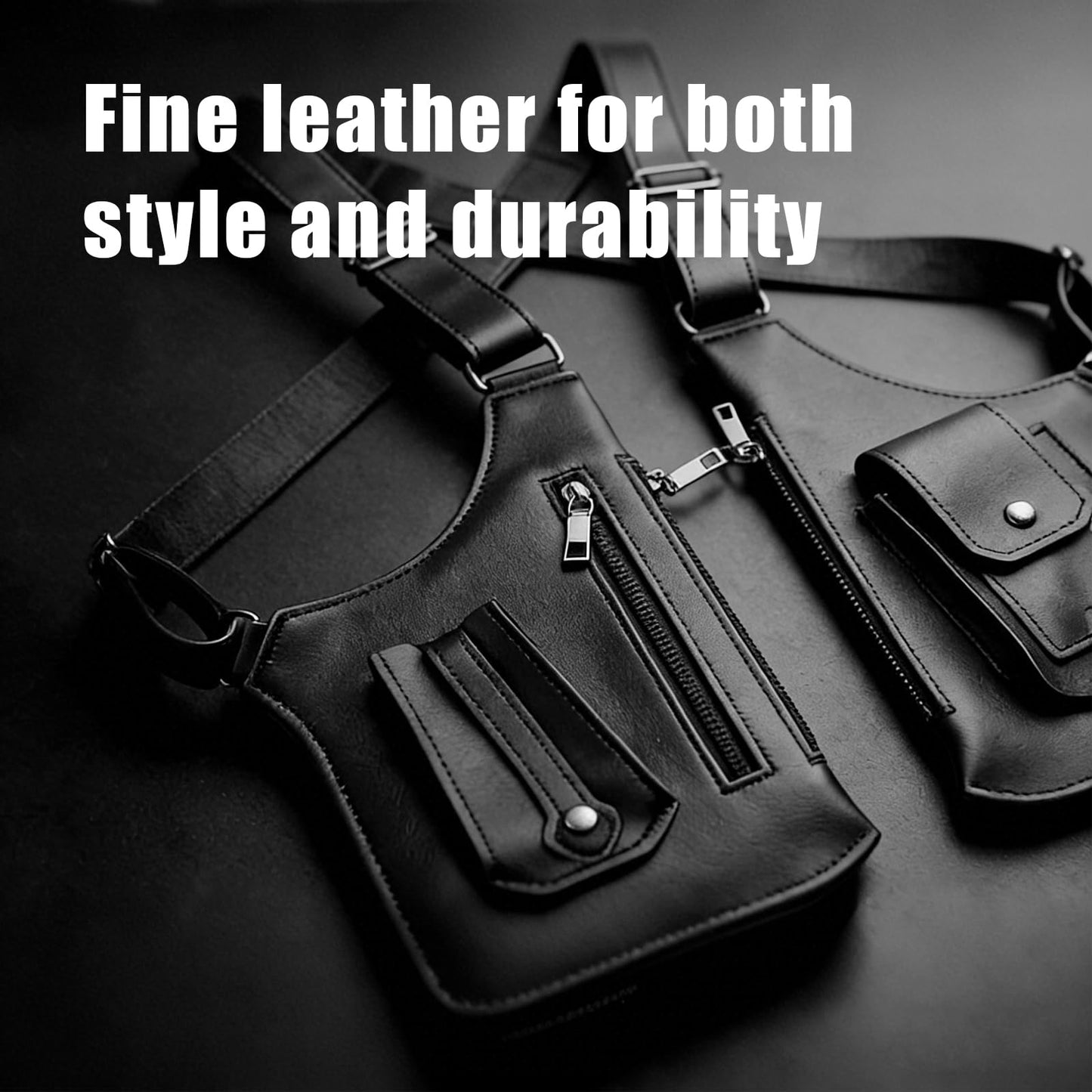 Underarm Shoulder Bag for Men,with Hidden Phone Wallet Pocket,Double Armpit Anti-Theft Cross-Body Concealed Carry,Premium PU Leather Adjustable Shoulder Underarm Bag(Black)