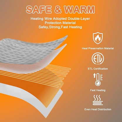 Heated Blanket Electric Throw Blanket 62''X 84''-Heating Blanket with 6 Heat Settings-10 Hours Auto Off,Cozy Faux Rabbit Fur Bubble Electric Blanket,Light Gray