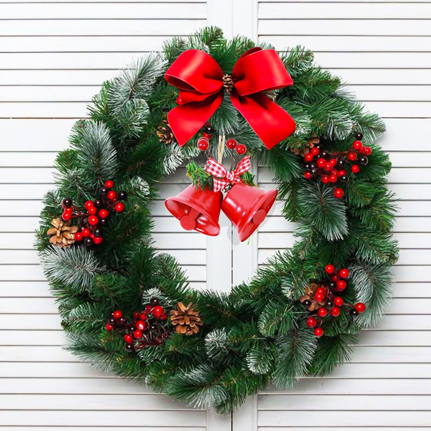 12 Pcs Red Christmas Bells, Tree Hanging Ornaments Metal Jingle Bells for Christmas Holiday Wreath Decoration Party & Home Door Festival Décor Campanas De Navidad