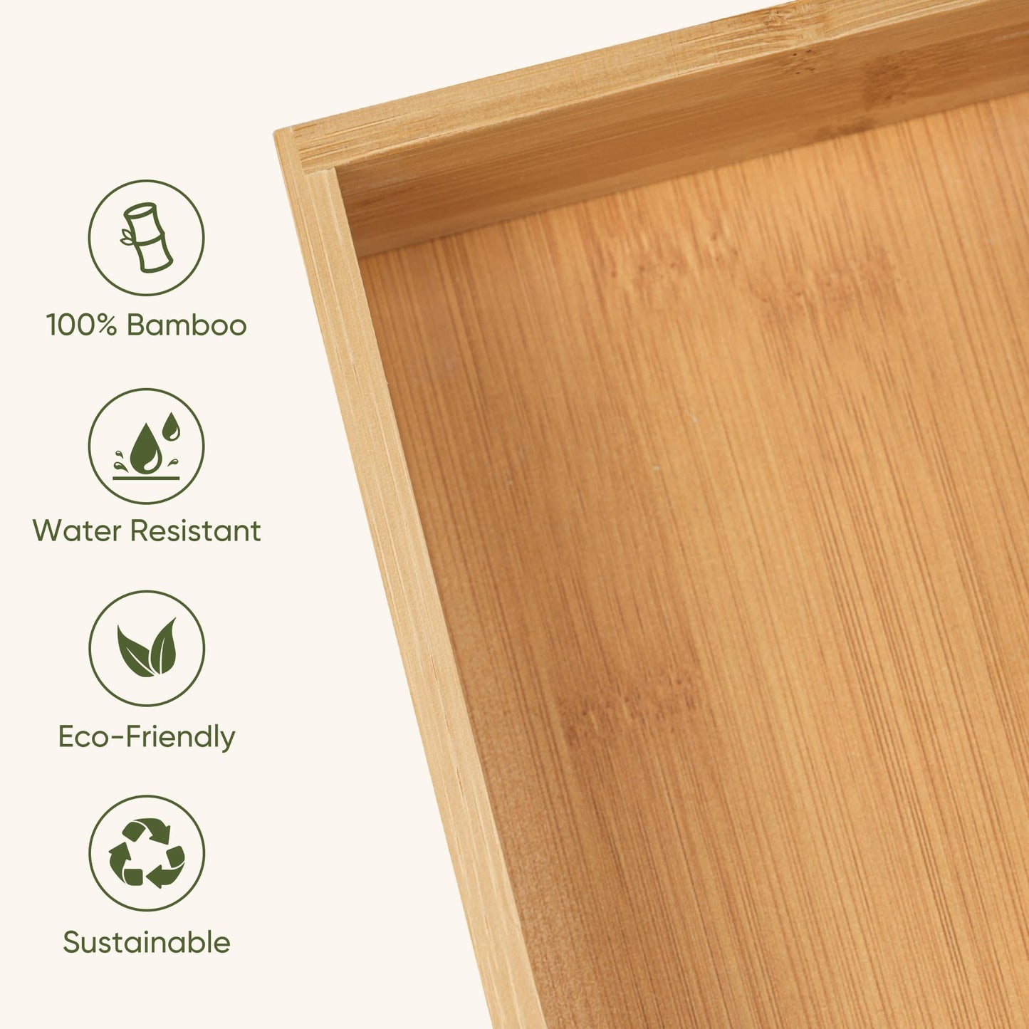 Vincona Bamboo Drawer Organizers Set, 3PCS Multi-Use Wood Storage Organizers, Desk Drawer Tray for Kitchen, Bathroom, Office, Dresser, Bamboo Box Bin for Jewelry, Makeup, Junk, Gadgets