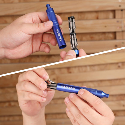 WORKPRO 24-in-1 Precision Screwdriver Sets, Pen Style Manual Screw driver, 24 pcs Tough S2 Steel Small Screwdriver Bits, Ideal for Eyeglass, Watch, Laptop, Phone, Jewelry and Electronic, Blue