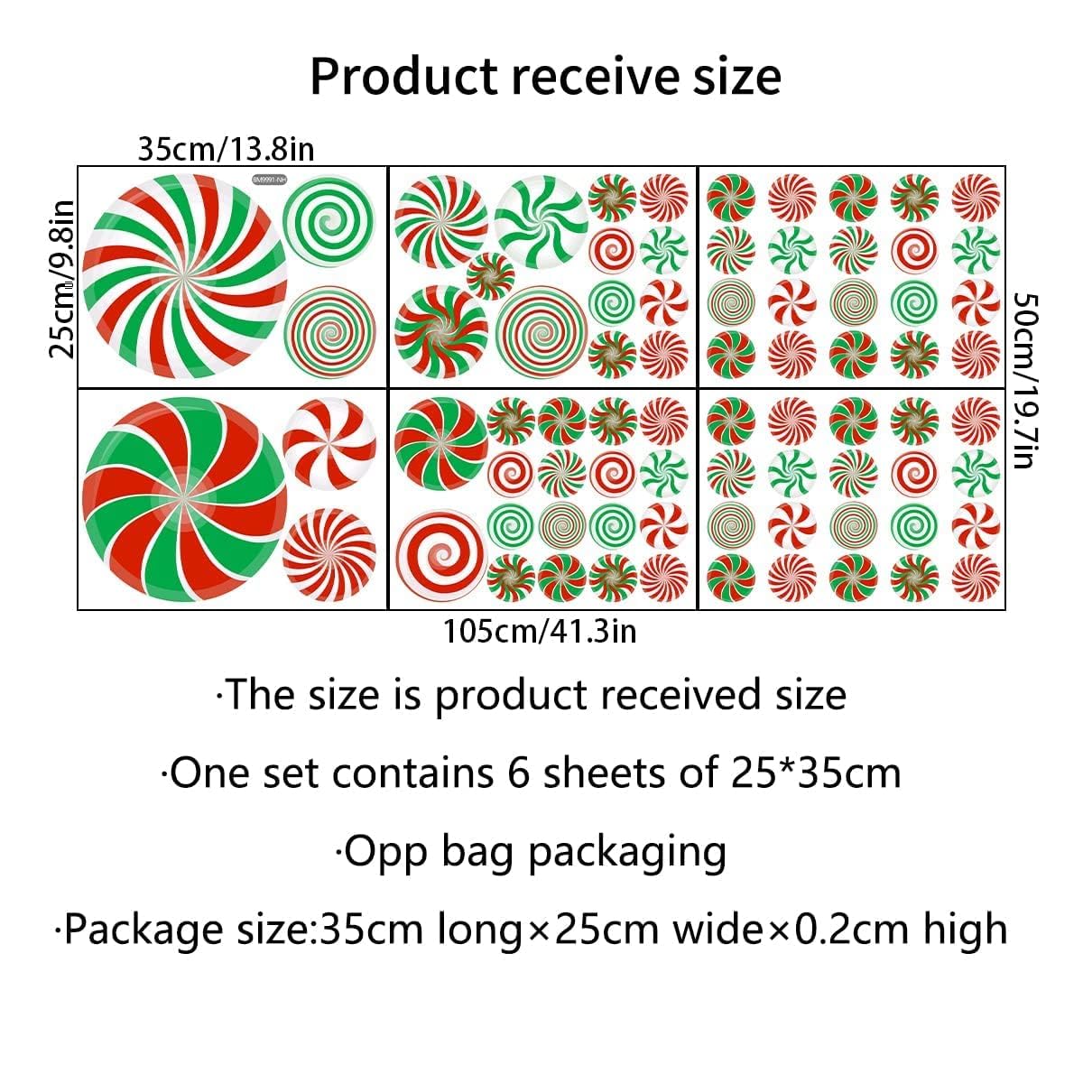 77 PCS Christmas Candy Wall Decals Decorations Christmas Wall Stickers Peppermint Candy Floor Decals for Xmas Candyland Party Decorations