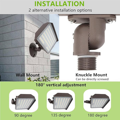2Pack Dusk to Dawn Outdoor 100W LED Flood Light with Knuckle (Plate Included), 14000LM 1000W Equiv., 100-277V 5000K, ETL Commercial Waterproof LED Floodlight Fixture, Security Lighting for Parking Lot