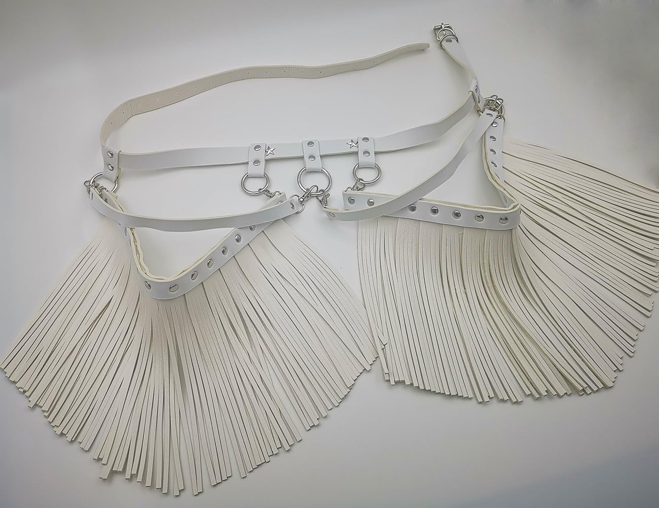 Pinwe Women Body Harness Garter Punk Leather Waist Belts with Fringe Gothic Leg Tassel Belt for Dress Festival Dance Consume