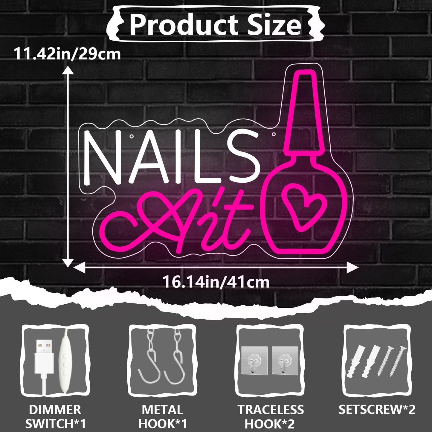 Nail Neon Sign for Wall Decor, Led Nail Signs for Studio Beauty Salon Business Makep Room Wall Window Decor, Gift for Nail Tech Girls, Christmas, Birthday