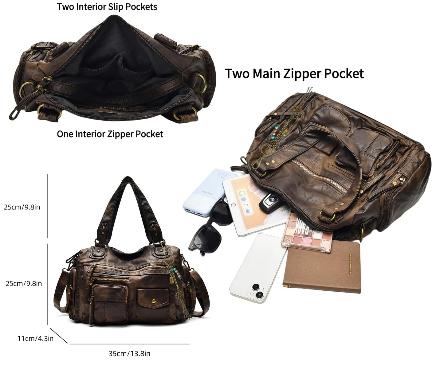 Worldlyda Crossbody Bags for Women Hobo Bag Purse and Handbags City Tote Bag Shoulder Bags with Multi Pockets