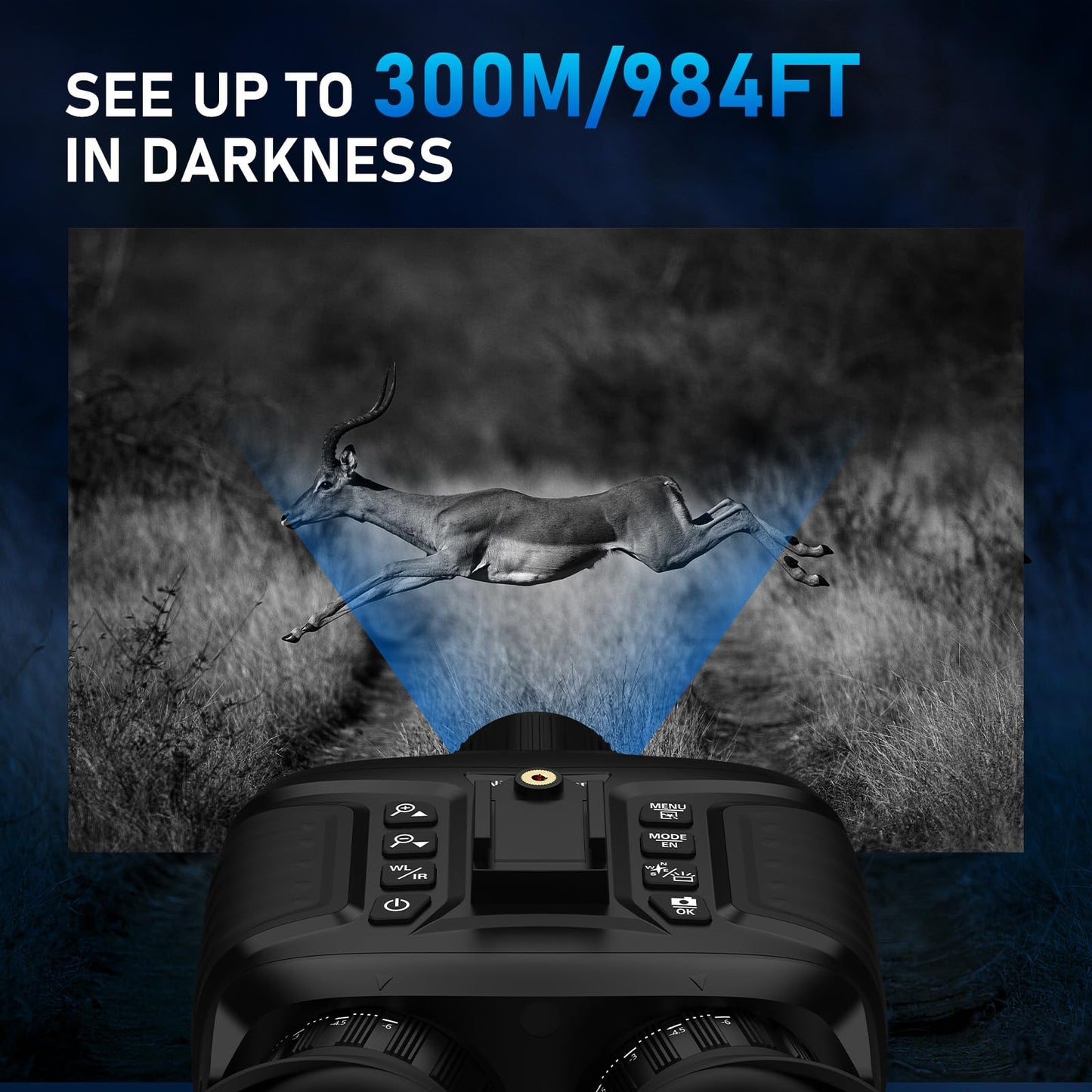 GOYOJO 4K Head-Mounted Night Vision Goggles, Night Vision Binoculars with 4500mAh Rechargeable Battery, 32GB Card Recording Photo & Video for Hunting & Camping