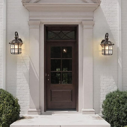 Milaii Copper Bronze Outdoor Wall Lights, 13.4" H Vintage Exterior Lantern Light Fixture Anti-Rust Waterproof Wall Mount Lamp with Clear Glass E26 Porch Light for Garage Front Porch Entryway Patio