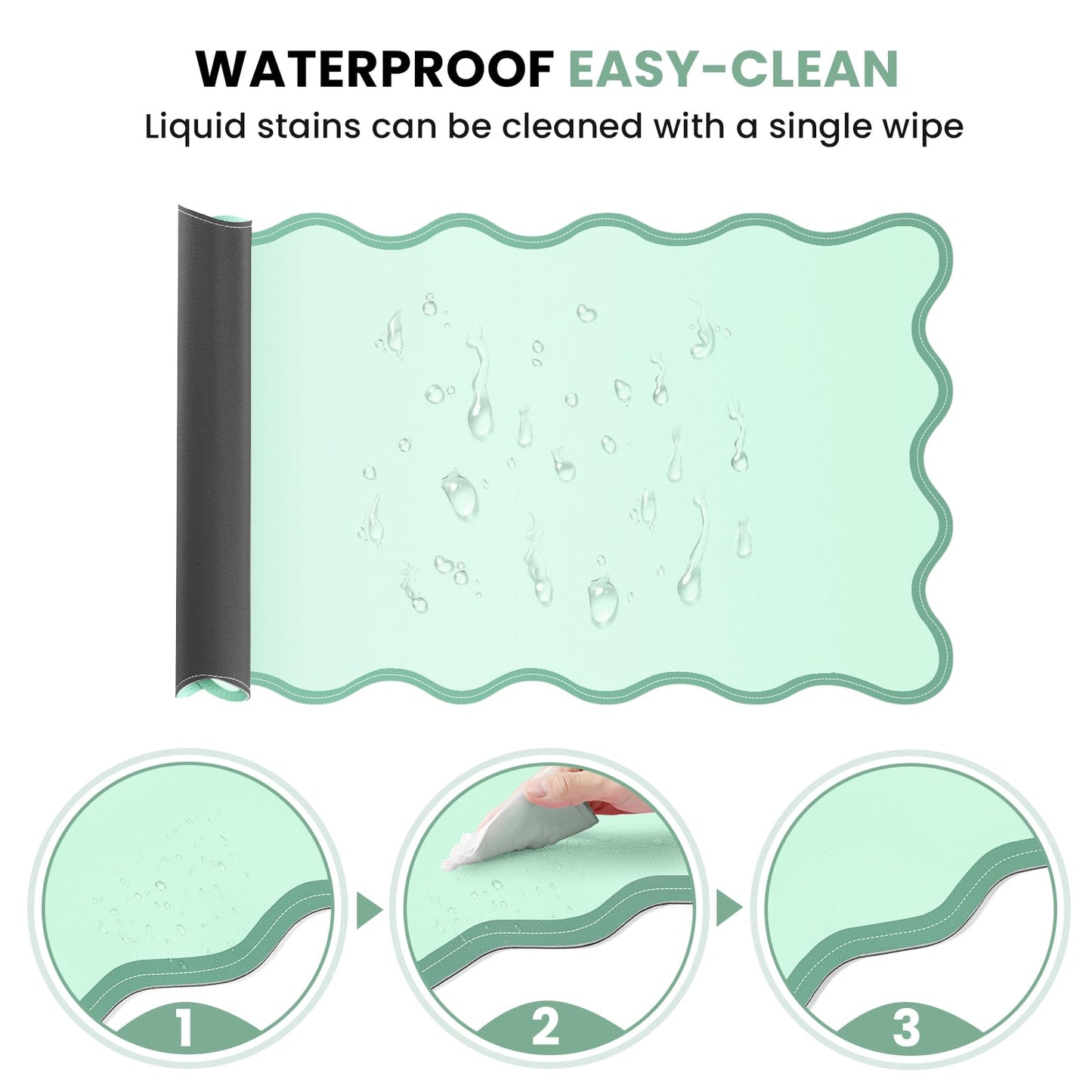 NXZGO Leather Desk Mat, XXL Large 31.4x15.7in Scalloped Gaming Mouse pad，Non-Slip Rubber Base Keyboard Pad Mousepad for Laptop Computer Game Home Office，Waterproof and Oilproof Desktop Mat I Gray