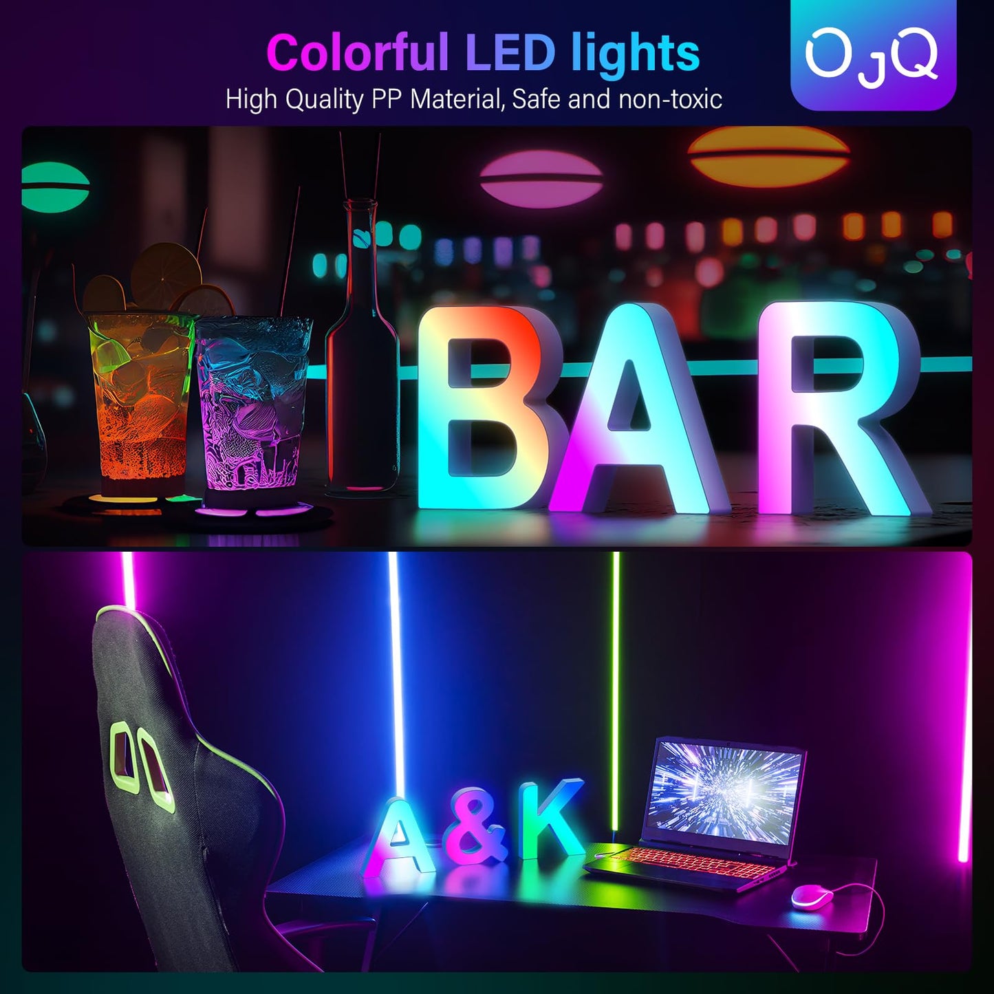 OJQ Light Up Letters LED Letter - Marquee Letters Room Decor Wall Art Bedroom Graduation Gifts Kids Bathroom Decor - Christmas Birthday Gifts for Girl - Teen Girls Gifts Party Home Wall Decor
