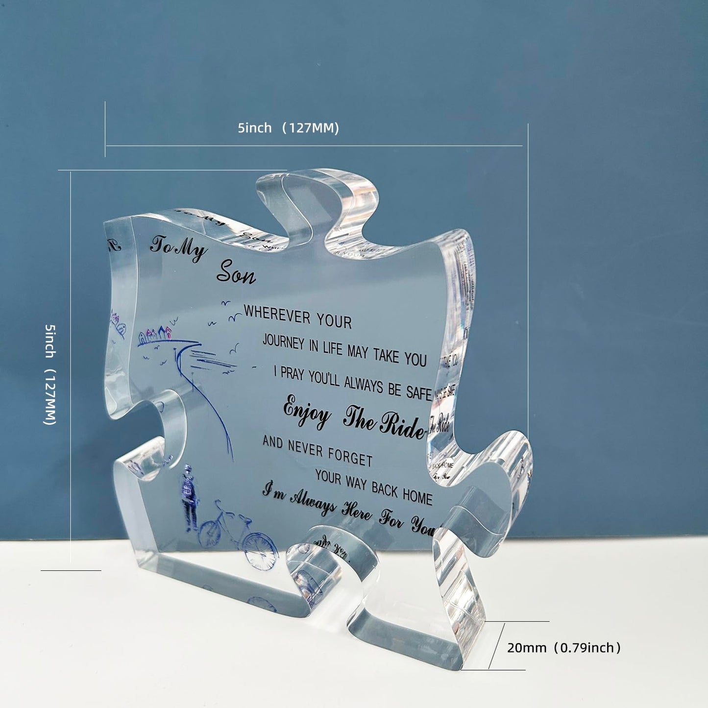 Acrylic Plaque Gift for Son Birthday Graduation Gifts from Mom Dad Inspirational Quotes Table Centerpiece Decorations Personalized Ornament Paper weight (To son)