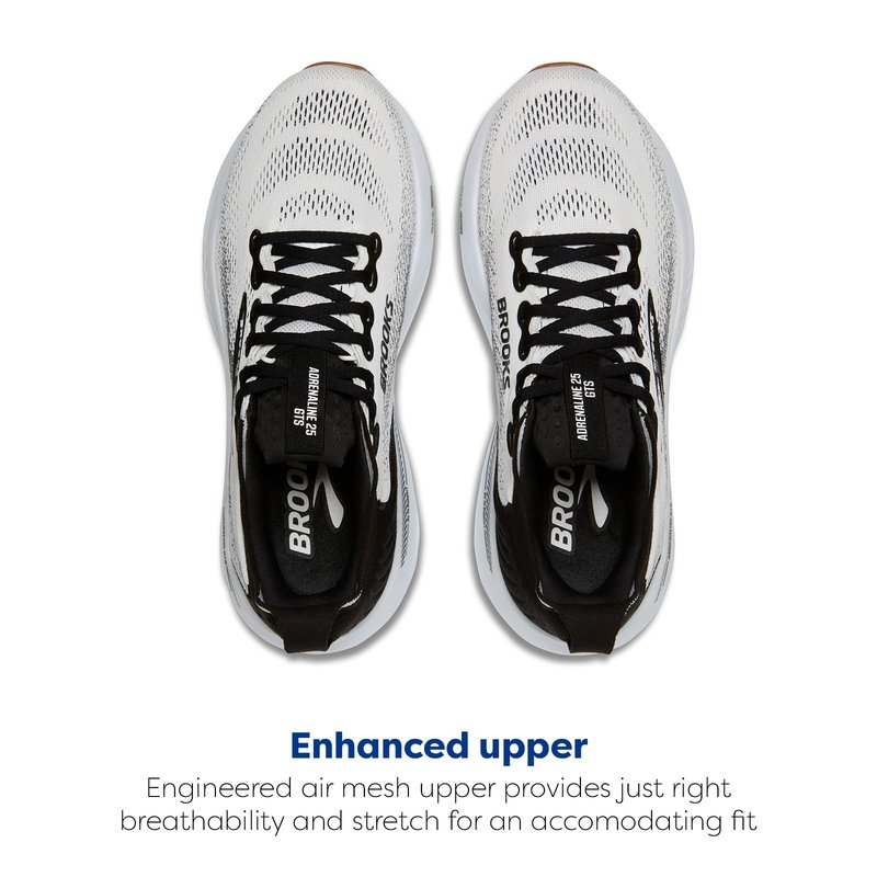 Brooks Women’s Adrenaline GTS 25 Supportive Running & Walking Shoe - White/Black/White - 8.5 Medium