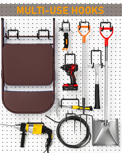 INCLY 10 Pack Heavy Duty Pegboard Hooks, 1/4" Pegboard Drill Holder Tool Utility Hooks, Peg Board Tool Hangers Accessories for Hanging Power Tools, Drill, Hammer, Workbench, Garage