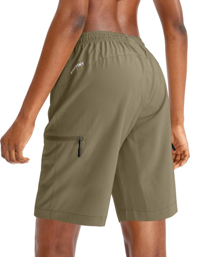 SANTINY Women's 5''/ 7''/9'' Hiking Cargo Shorts Quick Dry Lightweight Summer Shorts for Women Athletic Zipper Pockets(Dusty Khaki_3XL)
