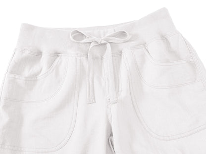 MoFiz Womes Cargo Hiking Capri Pants Lightweight Quick Dry Running Athletic Casual Outdoor Button Pockets Rice White 4XL