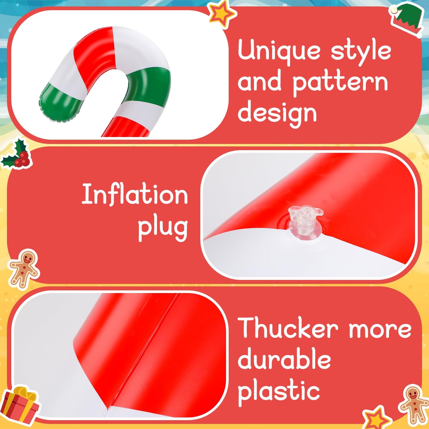 Rotatingpals 2 Pcs 74 Inch Inflatable Christmas Decorations Blow up Candy Cane Ornaments Jumbo Candy Cane Christmas Inflatables for Xmas Holiday Yard Lawn Patio Garden Indoor Outdoor Decor Gifts