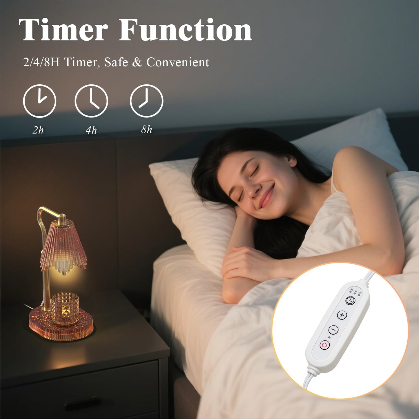 WYghyronic Candle Warmer Lamp with Timer & Dimmable 4-Level Brightness - Adjustable Height,for New Home Bedroom, Gifts for Women (Brown)
