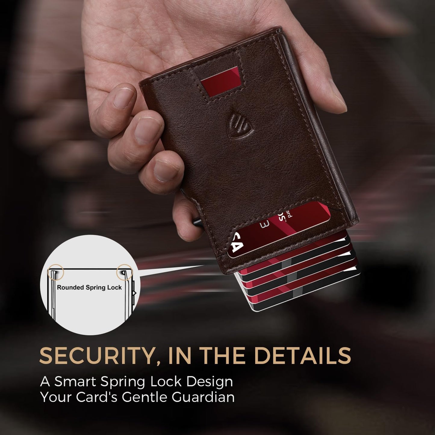 RUNBOX Wallet for Men 9-13 Cards RFID Blocking Aluminum Pop Up Card Holder with ID Window & Stretchable Cash Slot - Minimalist Smart Mens Wallet, Gifts for Men