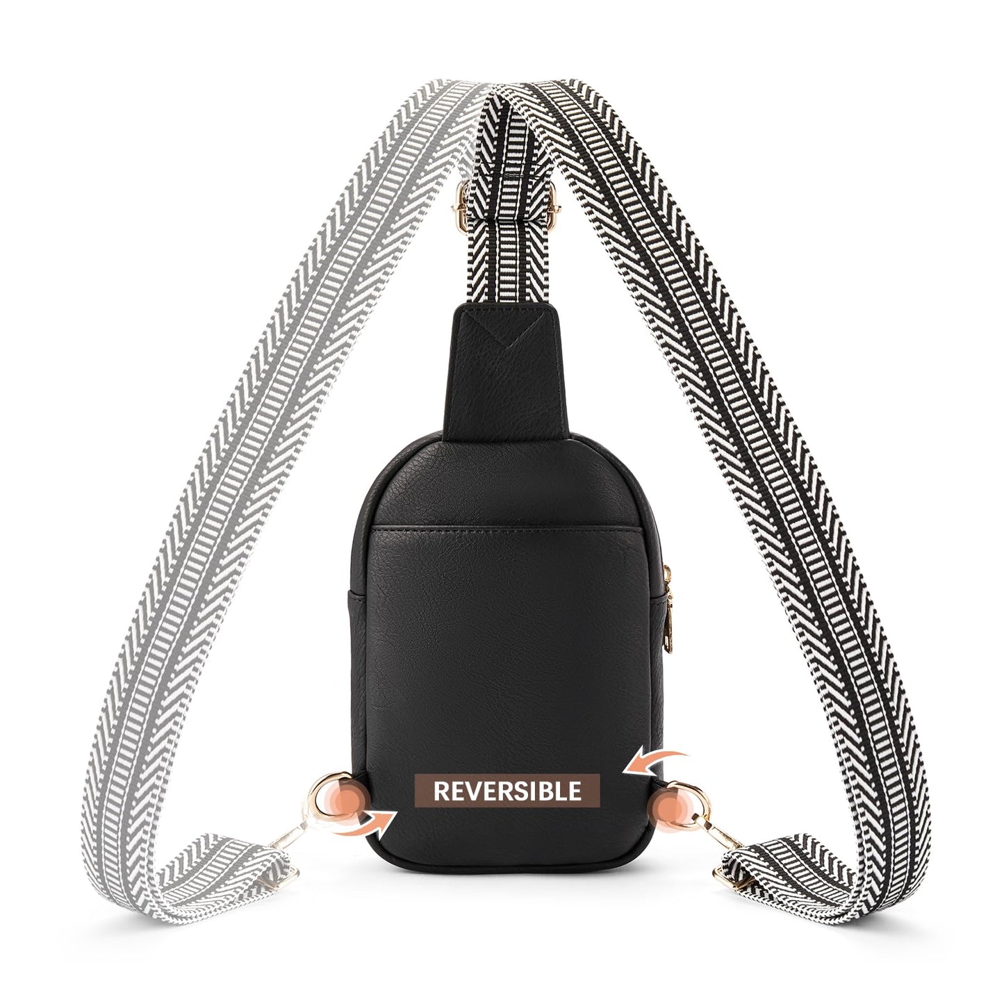 BOSTANTEN Small Sling Bag Crossbody Bags for Women Trendy Crossbody Purse Leather Chest Bag, Deep Black