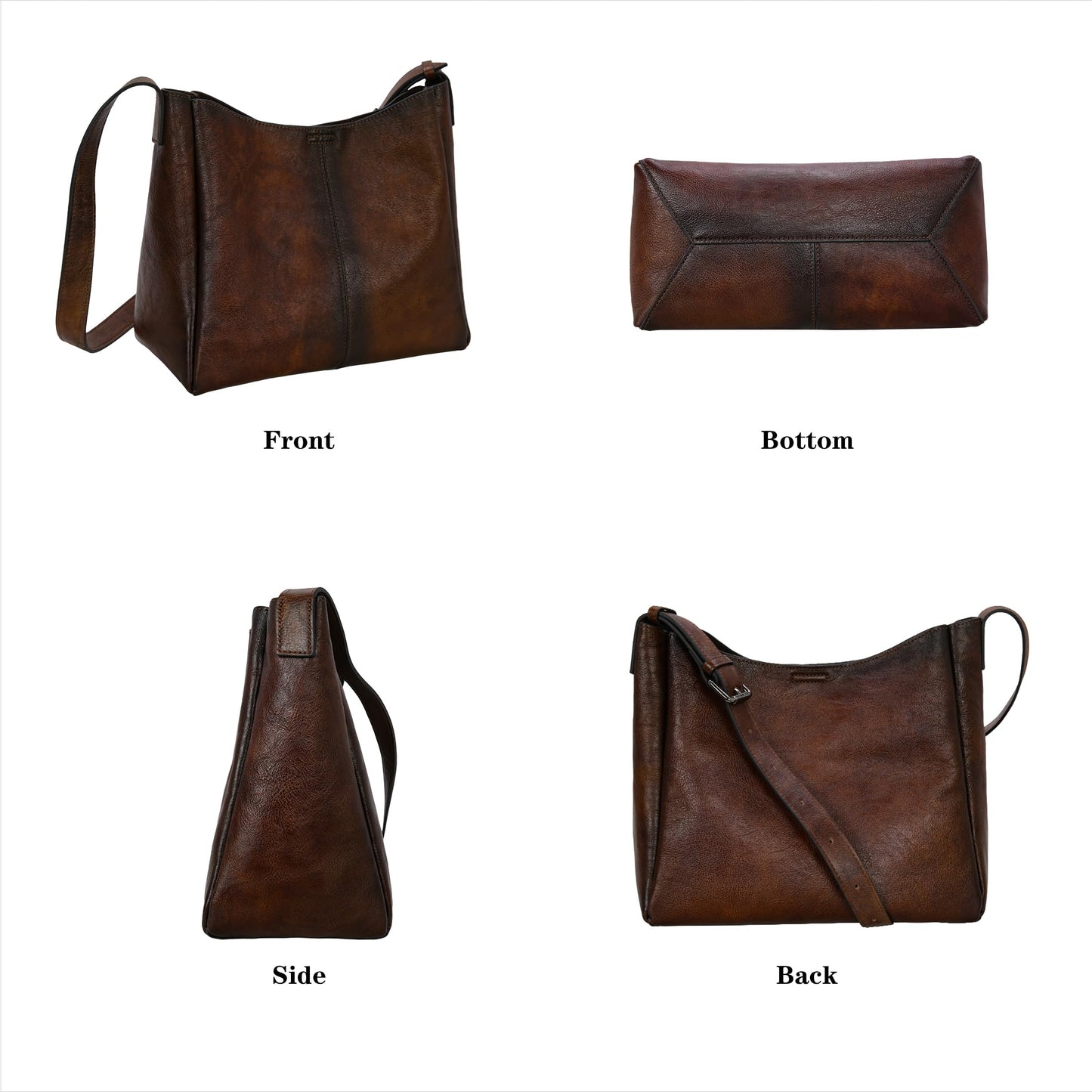 HESHE Women’s Shoulder Handbags Soft Genuine Leather Purses for Women Satchel Bag Hobo Tote Bag Crossbody Purses Bucket Bags Work Top Handle Handbag Cross Body Bags(Coffee)