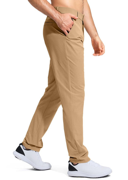 Pudolla Men's Golf Pants Stretch Work Pants for Men Dress Comfy Pants 32 Lightweight Quick Dry Casual Trousers(Dark Khaki 30Wx32L)