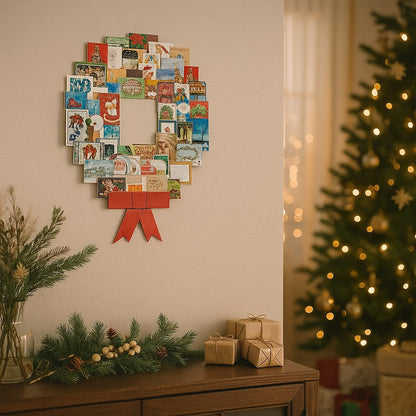 Jumbl Christmas Decoration Wonder Wreath Jumbo (44" X 36") Card & Photo Display Holder. for Home, Work, Schools, Party. Great Way to Go Down Memory Lane.