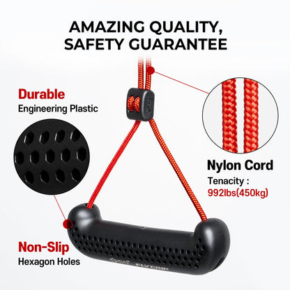 GD Fly Grip Pull Up Handles for Neutral Grip & LAT Pull Down Attachments – Perfect Grips for T-bar Row, D Handle Cable Attachment, Gym Equipment (Red Grip(Black Strap))