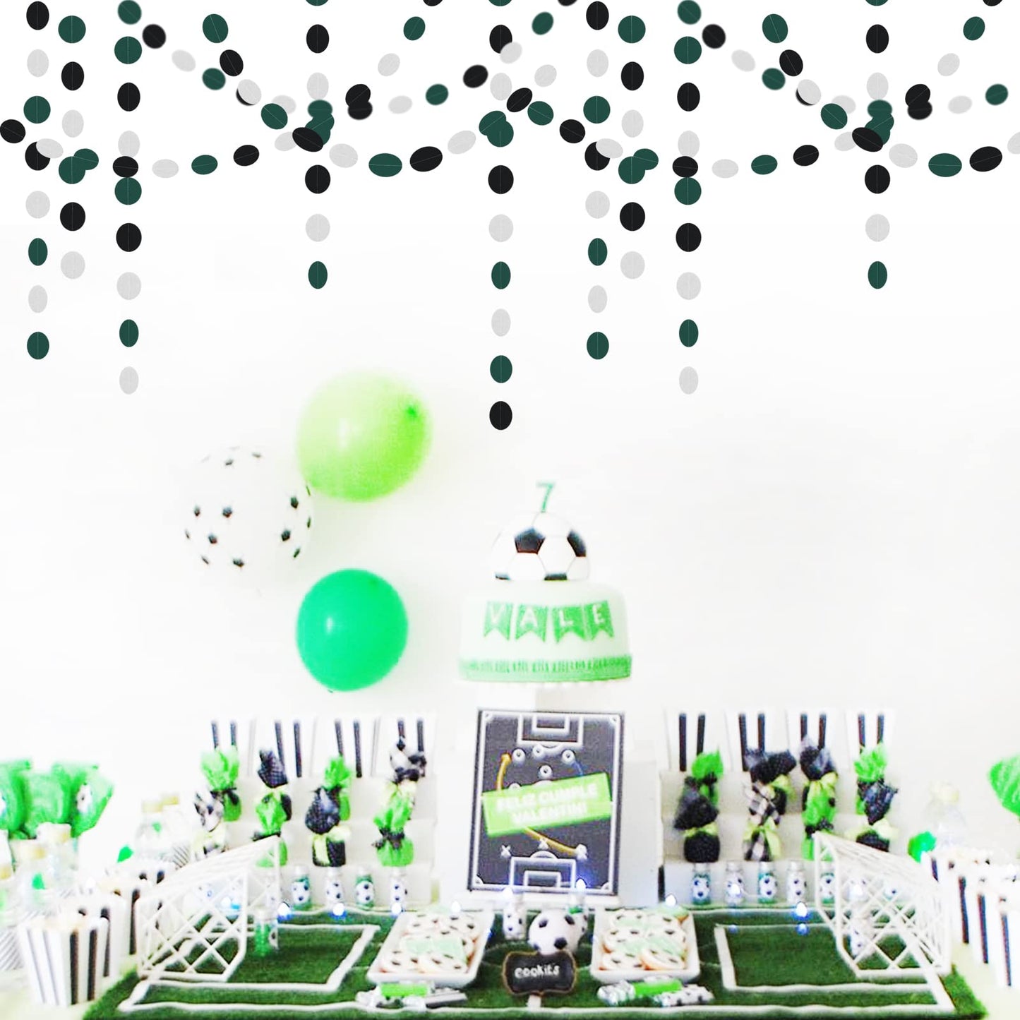 Black-Green Silver Party-Decorations Garland Streamers - 52Ft Graduation 2025 Hanging Paper Banner, Soccer Party Supplies Men Boys Birthday Spring Summer Jungle Theme Decor Backdrop Bunting Panduola