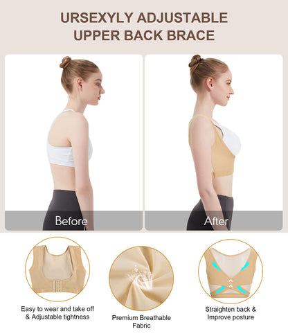 URSEXYLY Upper Back Brace for Women Breathable Posture Corrector Posture Support Back Straightener Pain Relief(Black,L)