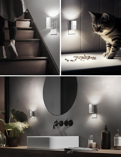 L LOHAS LED Motion Sensor Night Light, [2 Pack] Bright Night Light, 5000K Daylight White, Motion Activated Nightlight, Dimmable 0-100LM, Motion Sensor Light Indoor for Kids Hallway Bathroom Kitchen