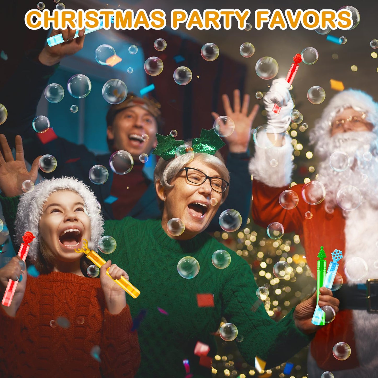 Bulk Christmas Giveaways for Kids 200 Pack,Party Favors Supplies Goody Bags Stocking Stuffers,Mini Bubbles Wand Toys Gifts for Toddlers,School Classroom Daycare Prizes Treats Trinkets for Students