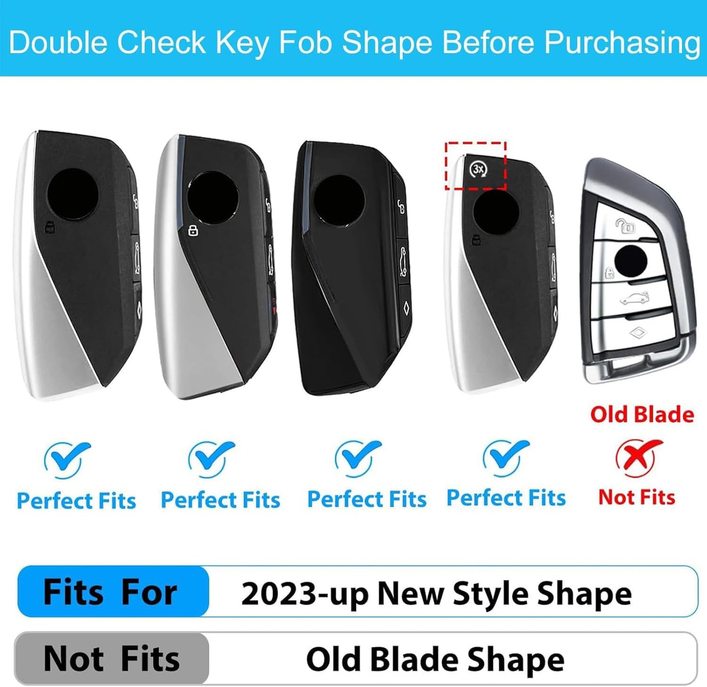 OLLEN Screws-Free Genuine Leather Key Fob Cover Fit for BMW 2023-2025~up New 5/7 Series 740i 760i X1 X2 X3 X5 X6 X7 XM IX IX3 I5 I7 etc, with Key Ring, Black