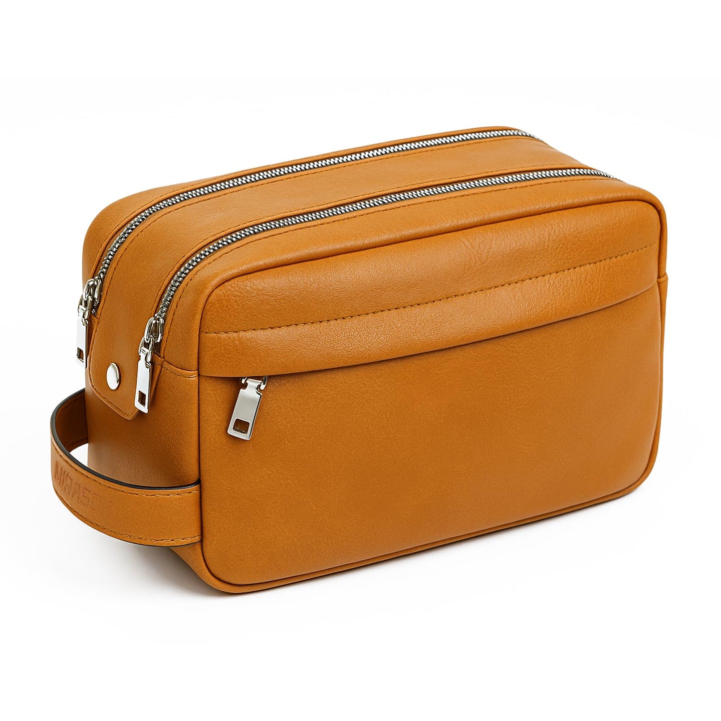MIRASON Toiletry Bag for Men Leather Travel Toiletry Bag Dopp Kit with Metal Zippers, Water-Resistant Bathroom Bag for Travel Essentials Shaving Bag Gifts for Men, Brown