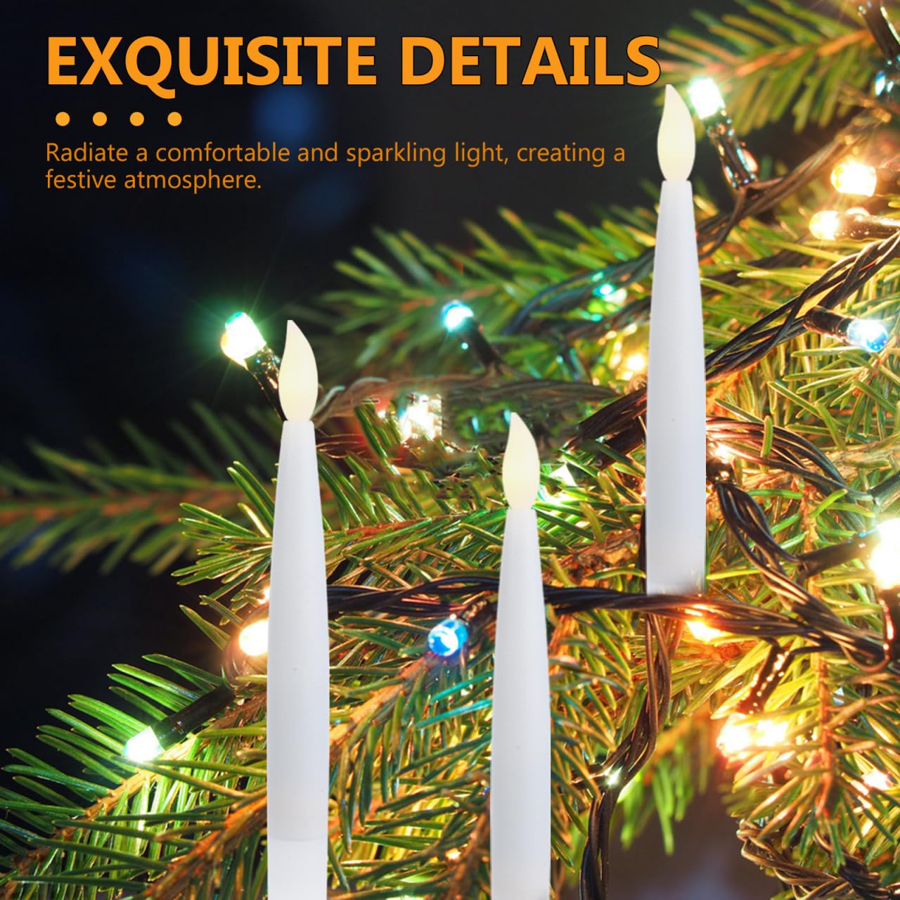 Angoily 12 Pcs Flameless Led Taper Candles Battery Operated Christmas Tree Lights Electric Fake Candles for Holiday Home Garden Wedding Parties Decor Includes Clips Fishing Line, Warm Led Lights