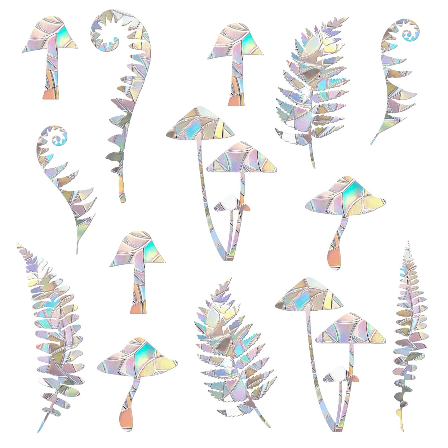 24 Pieces Static Window Clings Anti Collision Window Decals for Bird Strikes, Glass Door Window Stickers, Stop Birds Flying into Windows, Fern Style