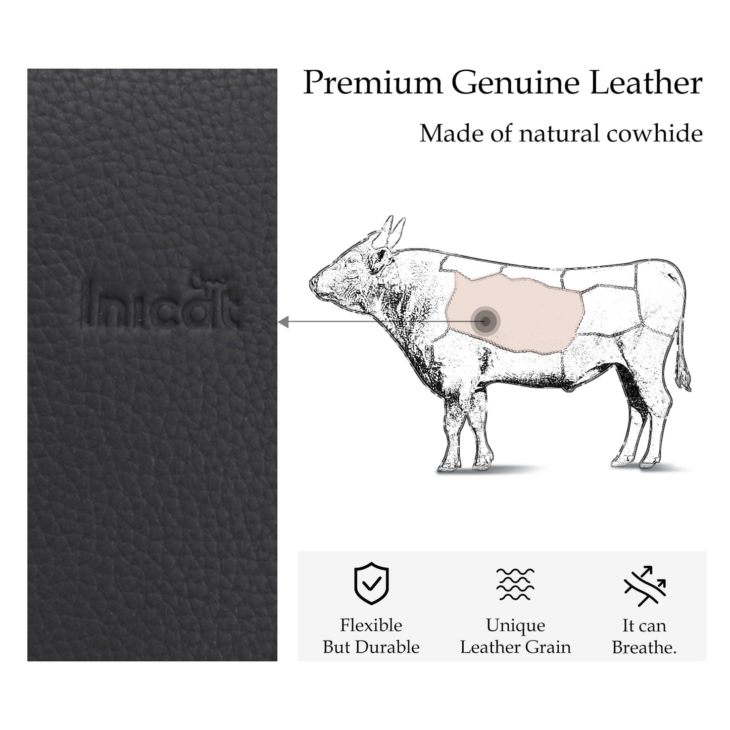 INICAT Genuine Leather Small Sling Bag Anti Theft Crossbody Bags Travel Purses for Woman(Black)