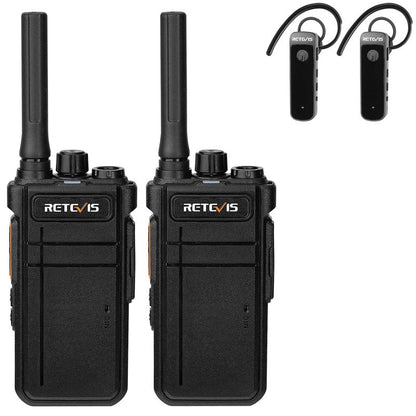 Retevis RB37 Bluetooth Walkie Talkies,Bluetooth Two Way Radio New Version,2000 mAh&120h Standby Long Battery Life,Wireless Earpiece,Flashlight,VOX,Type-C,2 Way Radio for Church Hospital Family(2Pack)