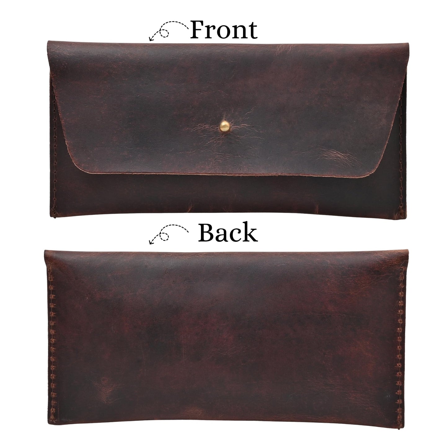 Autentico Leather Money Cash Envelopes Wallet for Men, Money Bag Pouch Reusable Budget Envelope, Retro Clutch Wallet, Dark Brown