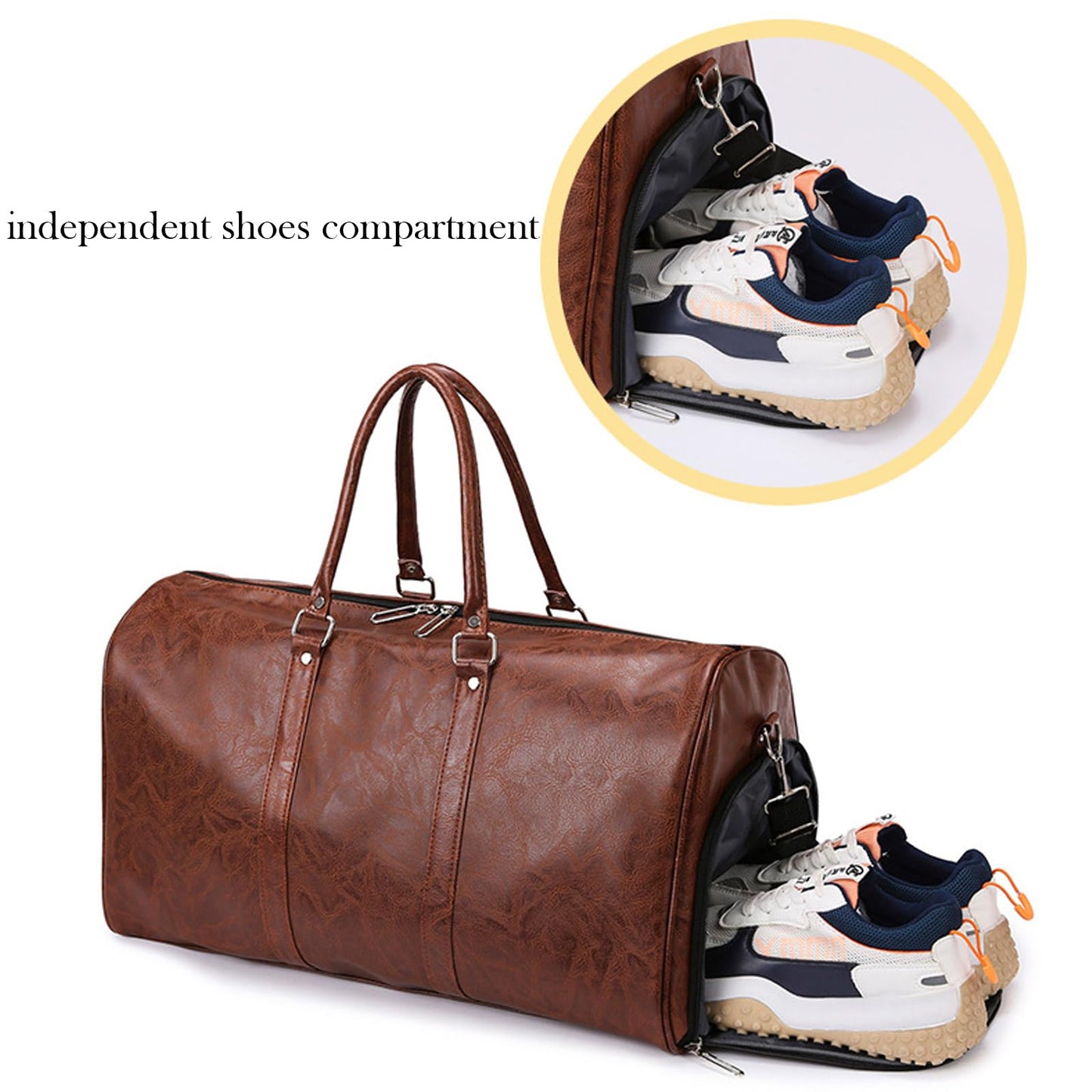 PU Leather Duffle Bag for Travel Duffel Bag, Gym Bag Overnight Bags Weekender Bag for Men (black)