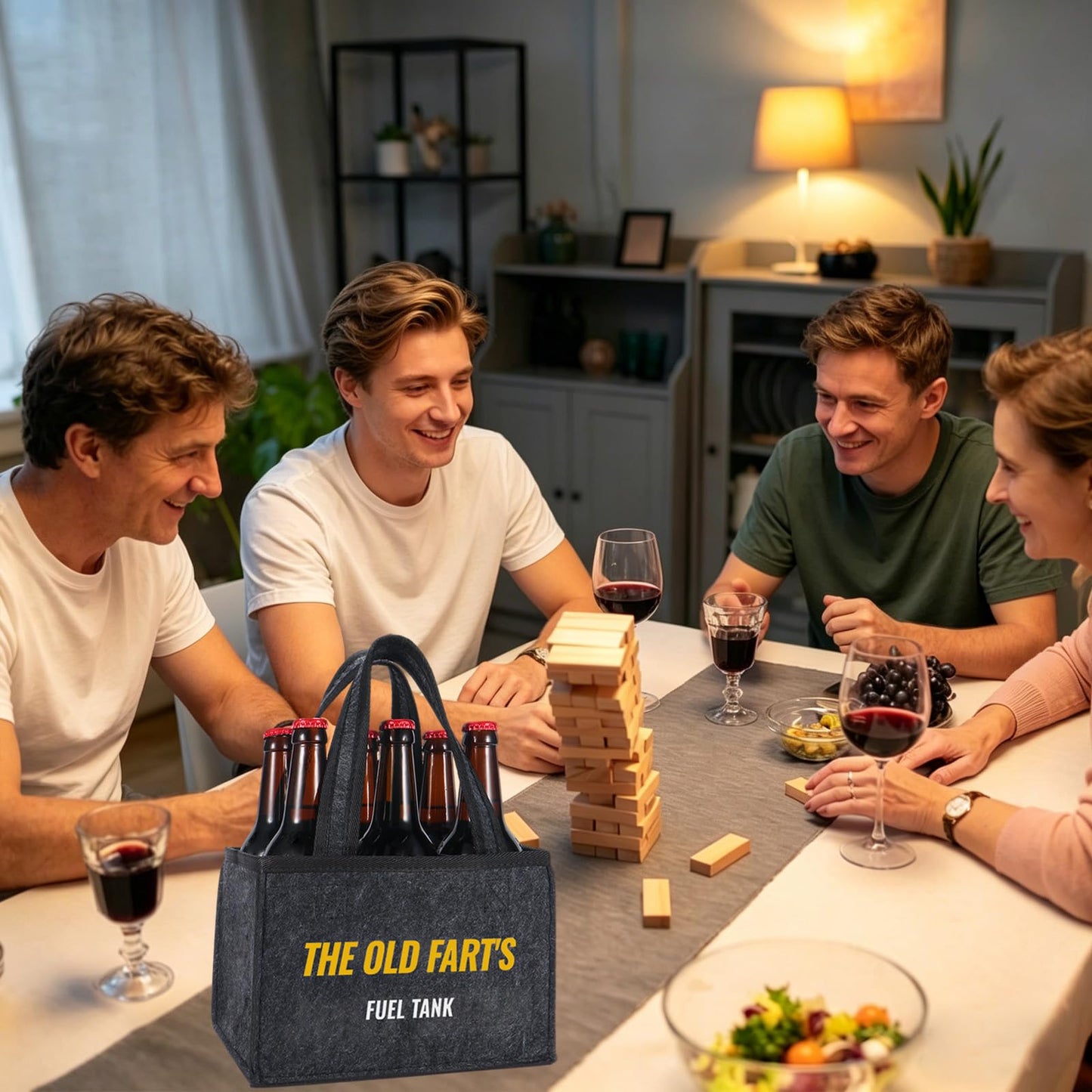 Funny Felt Beer Drink Carrier Tote Bag for Men, Novelty Gift for Dad, Husband, Boyfriend, Birthday, Father’s Day, Beer Lover Gift, 6-Bottle Portable Beverage Carrier with Handle