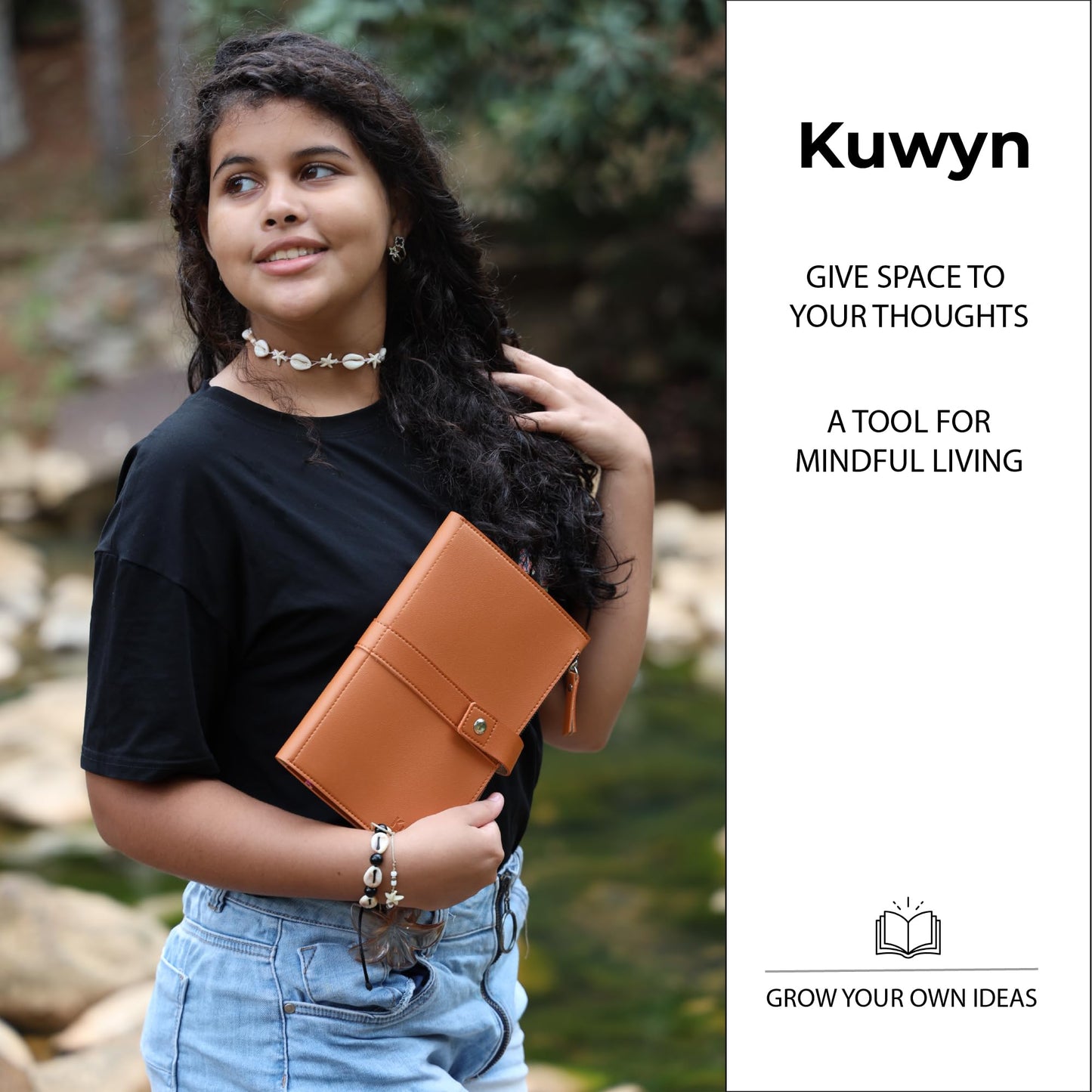 Kuwyn A5 Leather Sketchbook Cover with Zipper, Premium Camel Brown Vegan Leather (PU) Artist Journal Case, Protective Travel Portfolio for 5.5 x 8.5 Inch Notebooks, Professional Drawing Organizer.