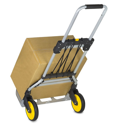 Mount-It! Folding Hand Truck and Personal Dolly, Aluminum Trolley, Heavy Duty 264 Lb Capacity Cart, Dolly Cart with Wheels of Durable Rubber, Soft Grip Telescoping Handle for Indoor Outdoor, Foldable