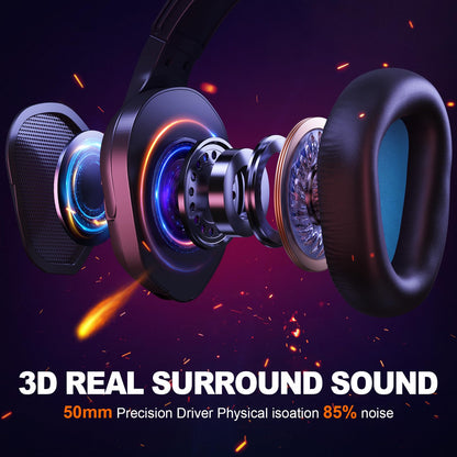 Krysenix Gaming Headset for PS4, PS5, PC, Mac, Xbox Series X, Noise Canceling Headphones with Microphone, PG2 Computer Headset with 3.5mm Jack & RGB Light Black/Blue