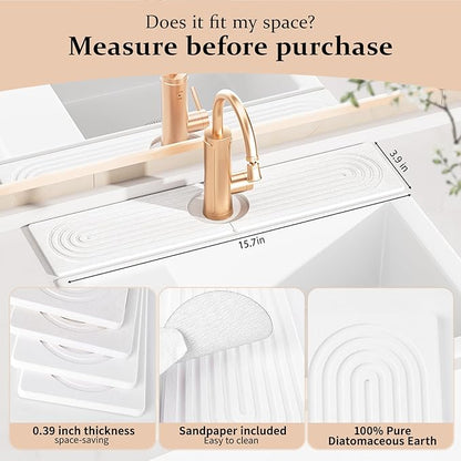 Faucet Mat for Kitchen Sink ，Water Absorbing Stone Tray for Sink，15.7 inches