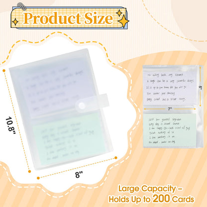 Jactales Large 5x7 Index Card Holder Binder with Clear Plastic Sleeves – 200 Pocket Card Organizer for Indexcards, Flashcards, Postcards, Recipe Cards, Photos, and Study Notes – Small Storage Album