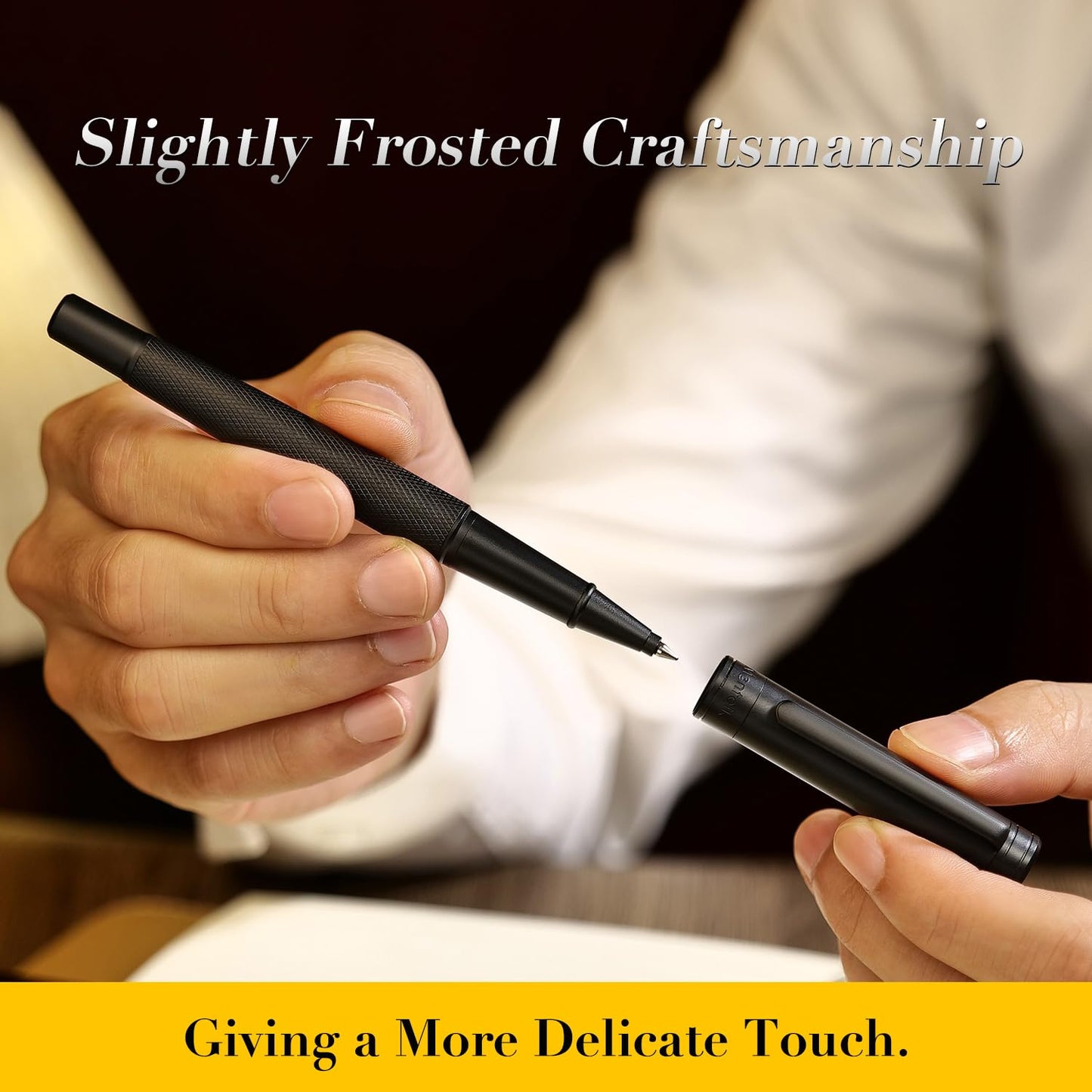 MCNTEIK Matte Black Forest Rollerball Pen, Luxury Pen with Schmidt Black Ink Refill, Fancy Pen Gift Set for Men & Women, Business Signature, Executive, Office, Nice Fancy Designer Pens
