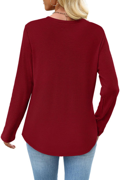 WIHOLL Long Sleeve Shirts for Women Waffle Knit Trendy Fall Fashion 2025 Dressy Casual Blouses Teacher Outfits